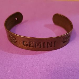 Vintage Brass "Gemini" Cuff Bracelet Made in USA